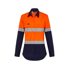 Mack - Womens LS Ripstop 2T Hoop Taped Vented Shirt Orange/Navy Size 8 | MKL918697ONW008