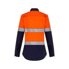 Worksense - Boomerang Womens LS Ripstop 2T Hoop Taped Vented Shirt Orange/Navy Size 20 | CWL918697ONW020