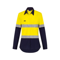 Mack - Womens LS Ripstop 2T Hoop Taped Vented Shirt Yellow/Navy Size 16 | MKL918697YNW016