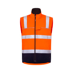 Mack - Xenon 2Tone Hi Vis Taped Recycled Softshell Vest Orange/Navy Size 4XL | MKXEV0002ONR4XL