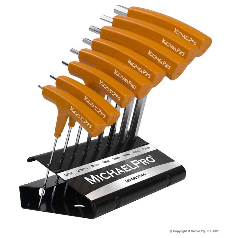 Michael Pro - 8-Piece Two-Way T-Handle Ball End Allen Wrench Set c/w Stand (Metric) | MP001044