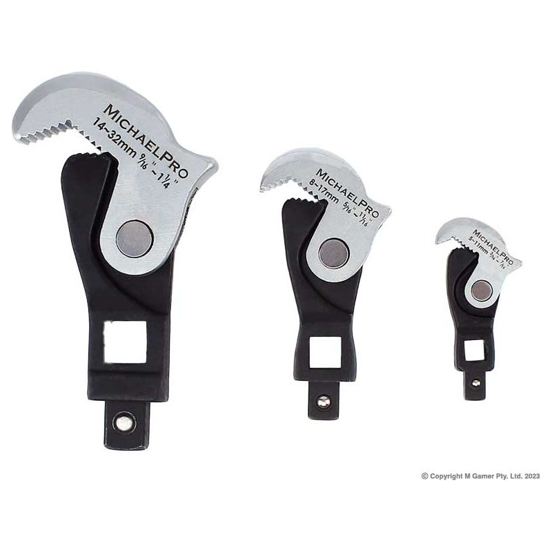 Michael Pro - 3-Piece Auto Size Adjusting Crowfoot Wrench Set | MP001205