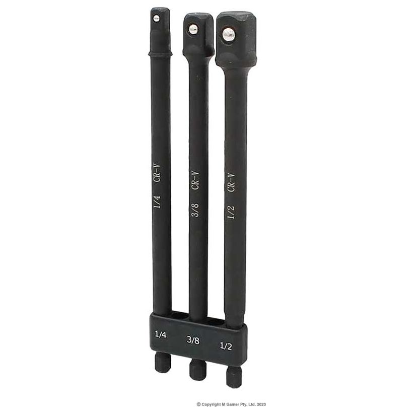 Michael Pro - 1/4" Hex to Square Drive Extended Adapter Set3 pce (150mm L) | MP005021