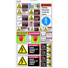 Uniform Safety Signs - 315x585mm - Machinery Sticker Sets - Boom Lift (21 decals per sheet) | MS002