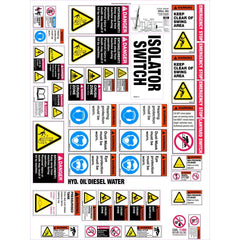 Uniform Safety Signs - 570x750mm - Machinery Sticker Sets - Drill Rig (42 decals per sheet) | MS006