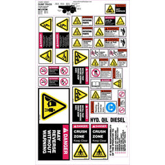 Uniform Safety Signs - 310x580mm - Machinery Sticker Sets - Dump Truck (28 decals per sheet) | MS007