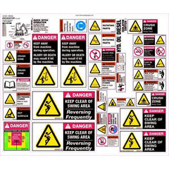 Uniform Safety Signs - 460x560mm - Machinery Sticker Sets - Excavator 13 to 35T (37 decals per sheet) | MS008