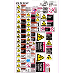 Uniform Safety Signs - 590x560mm - Machinery Sticker Sets - Mini Excavator (35 decals per sheet) | MS012