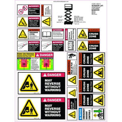 Uniform Safety Signs - 380x500mm - Machinery Sticker Sets - Scissor Lift (20 decals per sheet) | MS015