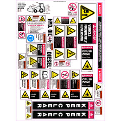 Uniform Safety Signs - 421x580mm - Machinery Sticker Sets - Skid Steer (30 decals per sheet) | MS017