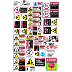 Uniform Safety Signs - 280x580mm - Machinery Sticker Sets - Wheel Loader (32 decals per sheet) | MS023