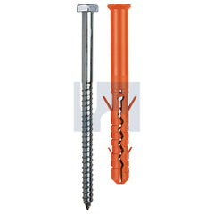 Hobsons - 10 x 80 - 30 With Hexagon Screw Mungo Mbr-Ss Nylon Frame Plug - Zinc Plated - Qty 100 | MUNMBRSS1121508