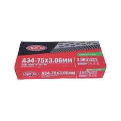 Airco -  A34 75 X 3.1 Stainless Steel Nails. Ctn Qty: 3.000 | ND34753