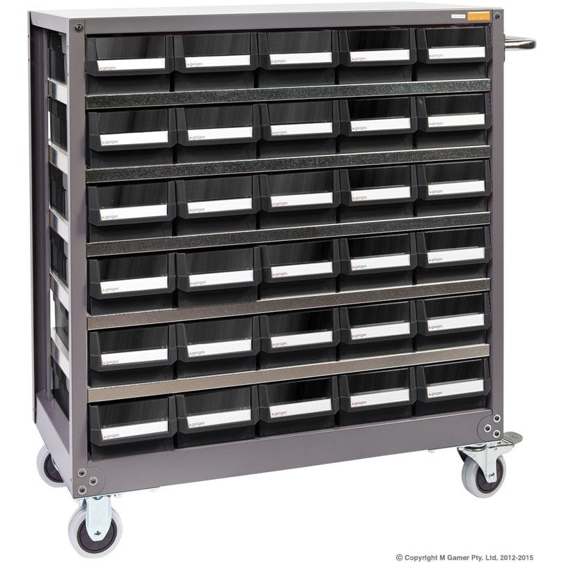 Geiger - 30 Drawer Mobile HD Parts Cabinet | NHD530