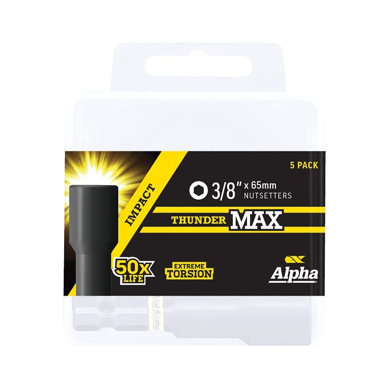 Alpha-Thundermax 3/8In X 65Mm Impact Magnetic Nutsetter Handipack (X5)