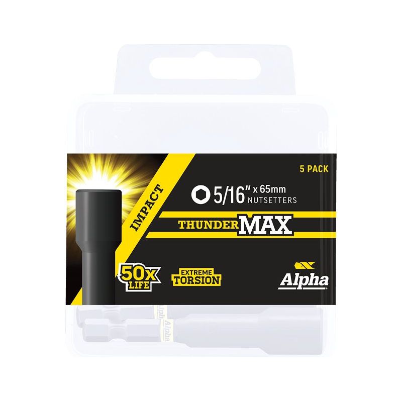 Alpha-Thundermax 5/16In X 65Mm Impact Magnetic Nutsetter Handipack (X5)