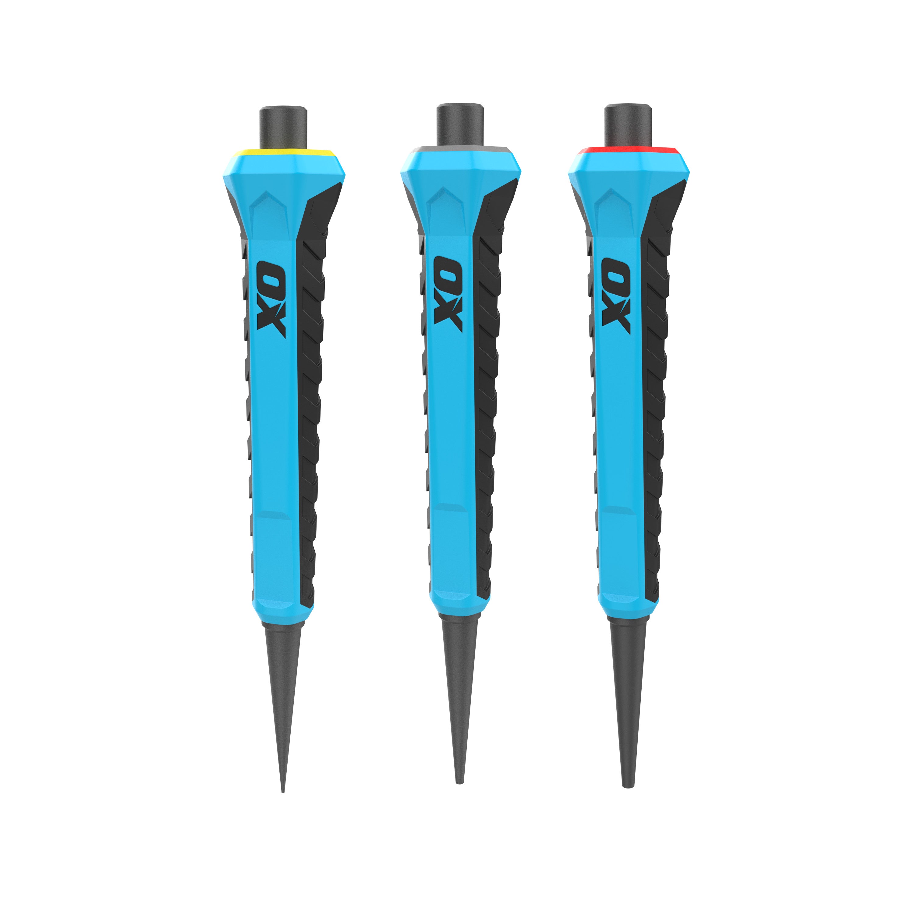 OX Tools - Pro Nail Punch w/ Grip 3-Pack - 0.8mm, 1.6mm, 2.4mm | OX-P095031