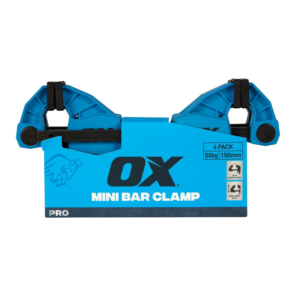 OX Tools - Pro Mini Bar Clamp 50kg 4pk - 150mm | OX-P204004