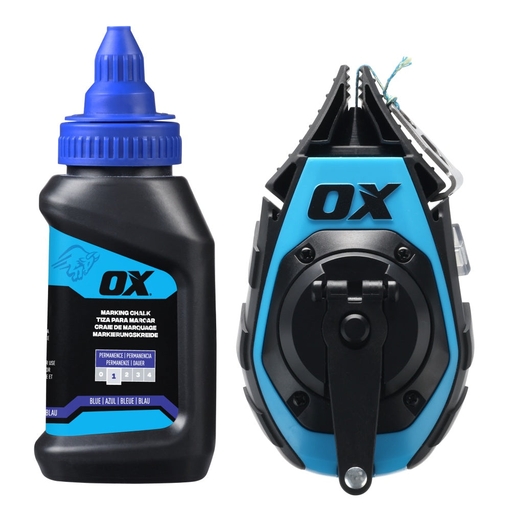 OX Tools - Pro 15.25m/50' Precision Chalk Reel Value Pack - Kevlar Ultra Fine Line / 3:1 Gear Ratio | OX-P630702