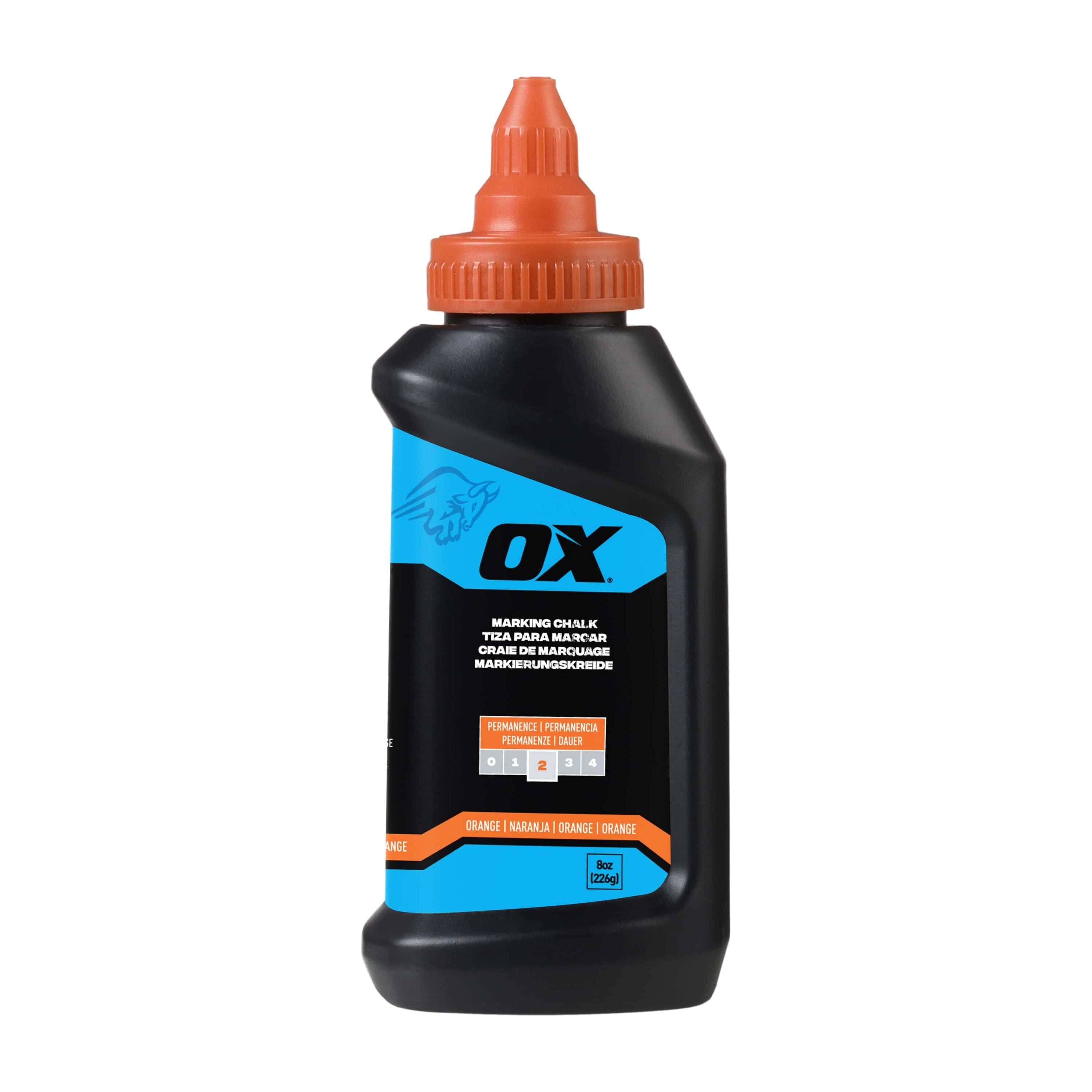 OX Tools - 8-Ounce Hi-Visibility Orange Marking Chalk - Permanence 2 | OX-P630803