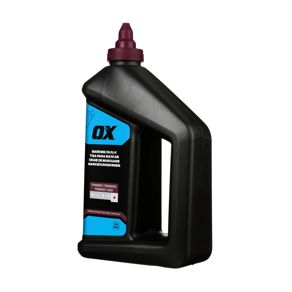 OX Tools - 40-ounce/2.5-Pound Hi-Permanence Crimson Red Marking Chalk - Permanence 4 | OX-P630810