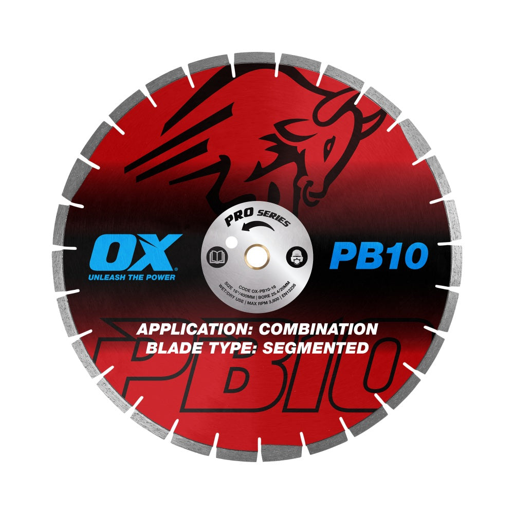 OX Tools - Professional PB10 16" Segmented Diamond Blade - Combination | OX-PB10-16