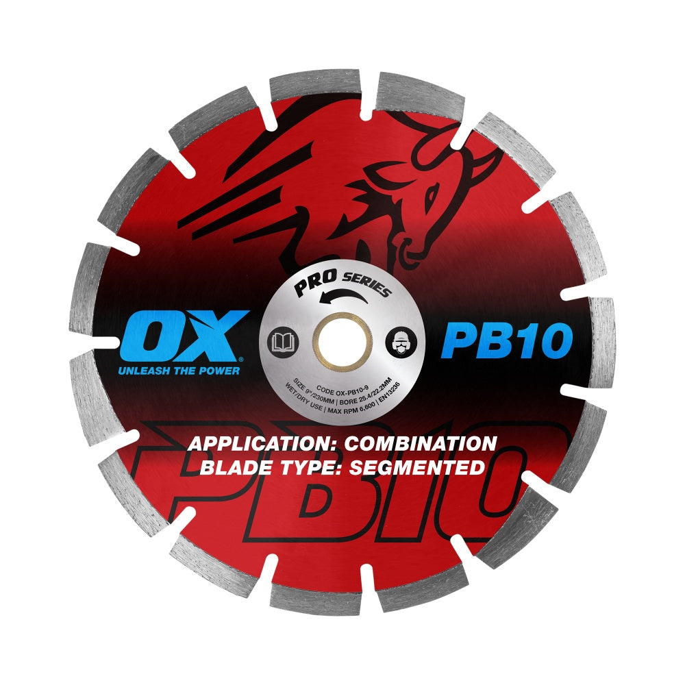 OX Tools - Professional PB10 9" Segmented Diamond Blade - Combination | OX-PB10-9