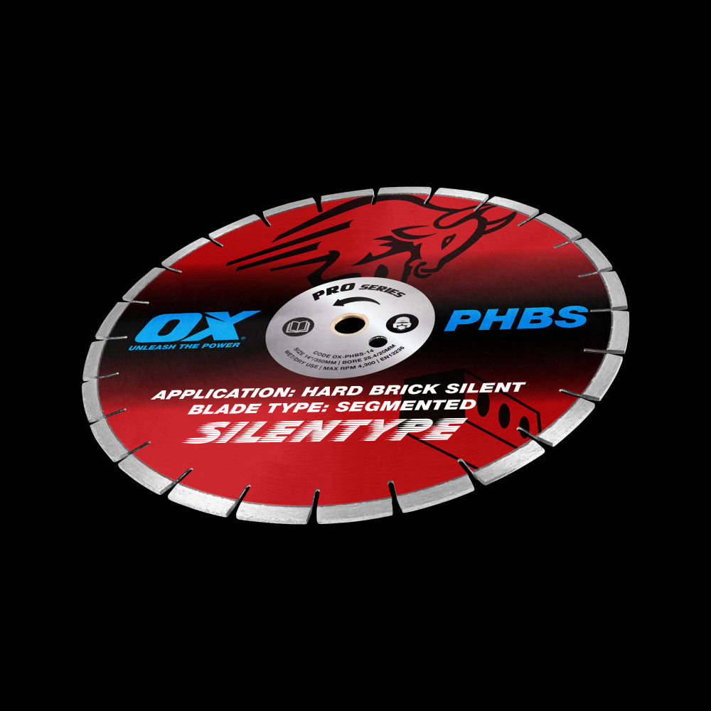 OX Tools - Professional PHBS 14" Silent Diamond Blade - Hard Brick | OX-PHBS-14
