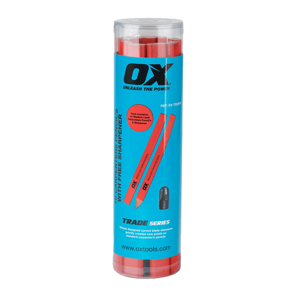 OX Tools - Trade Medium Red Carpenters Pencils - 10 Pack | OX-T022910