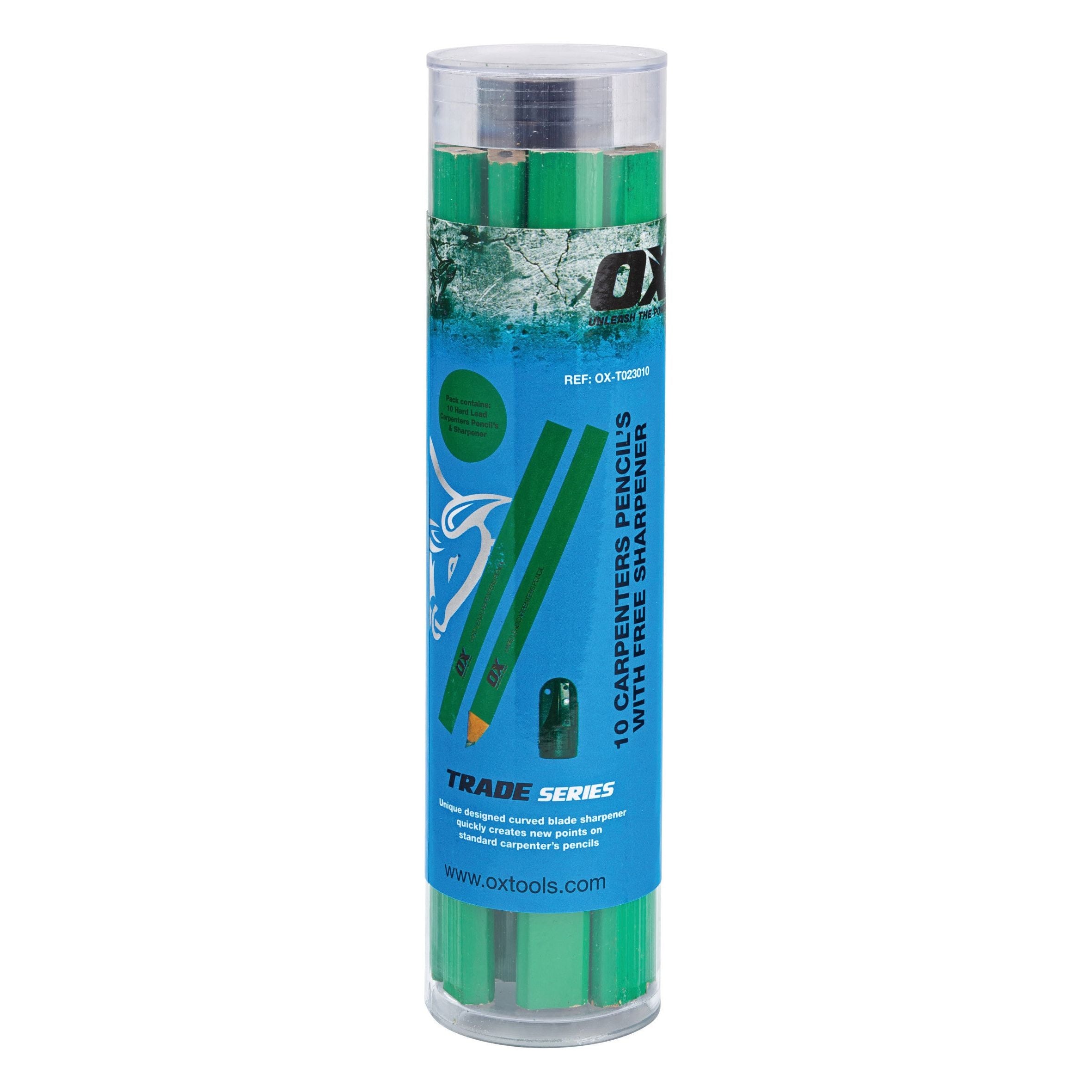 OX Tools - Trade Hard Green Carpenters Pencils - 10pk (Display Box) | OX-T023010