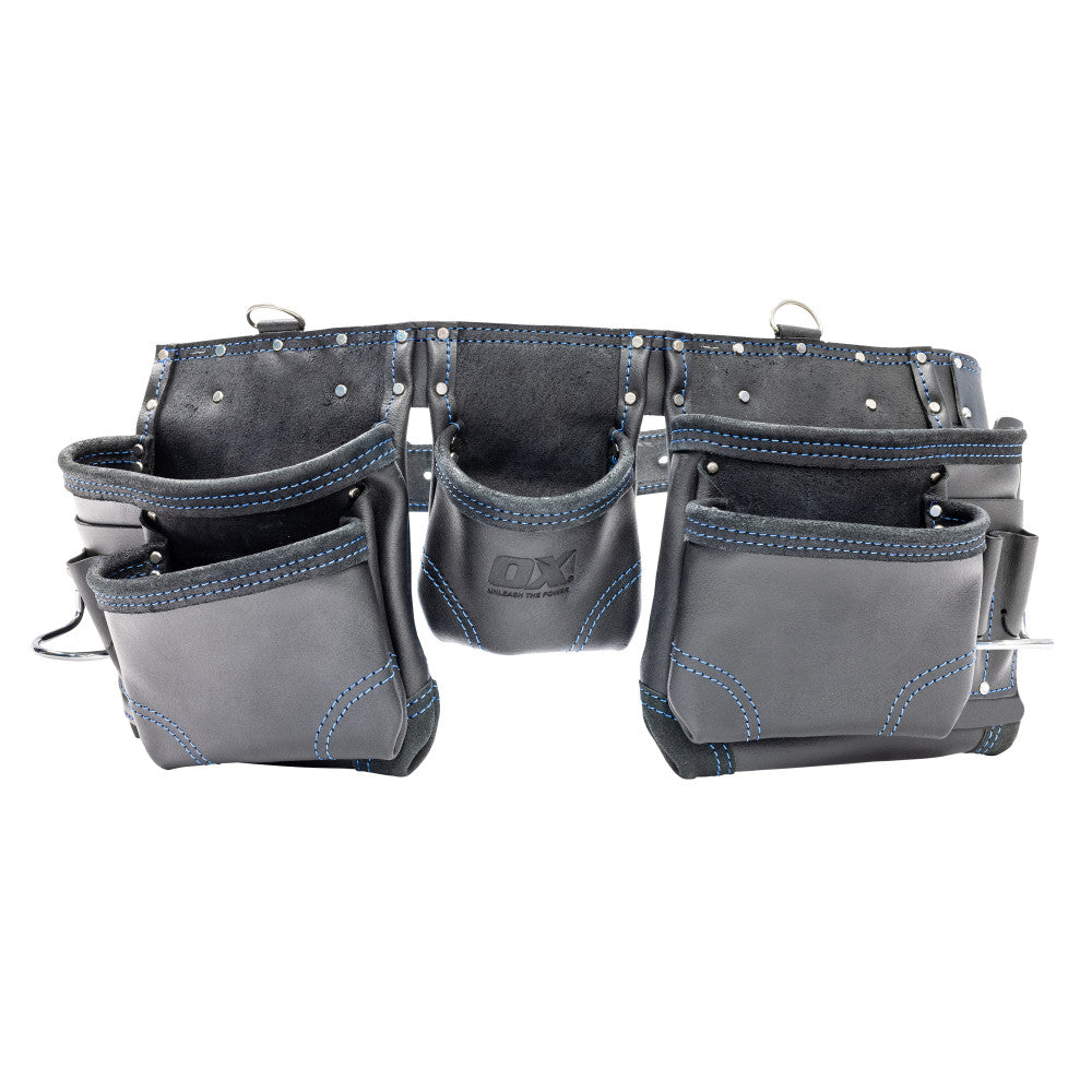 OX Tools - Trade Black Leather 12 Pocket Construction Apron | OX-T265601