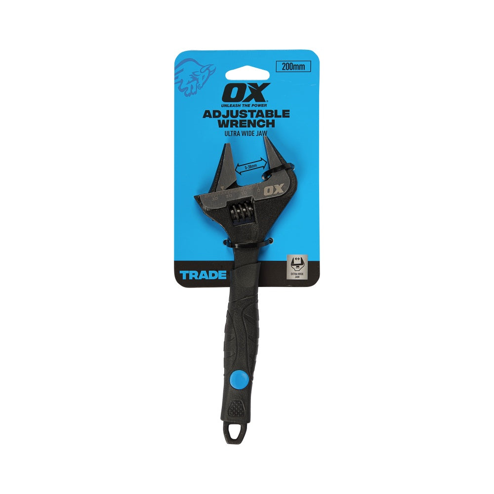 OX Tools - Trade Ultra Wide Jaw Adjustable Wrench - 8" | OX-T563608