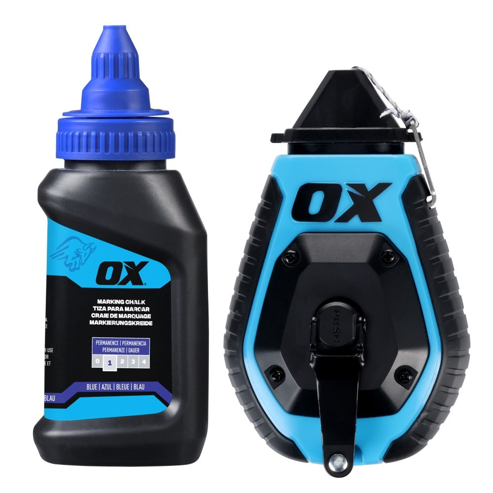 OX Tools - Trade 30m/100' ABS Chalk Reel w/ Grip Value Pack - Standard Bold Line / 6:1 Gear Ratio | OX-T630602