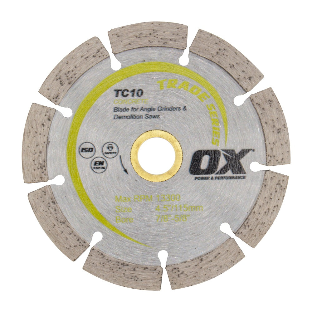 OX Tools - Premium Turbo Segmented Blade 115mm - Concrete/General Purpose | OX-TC10-4.5