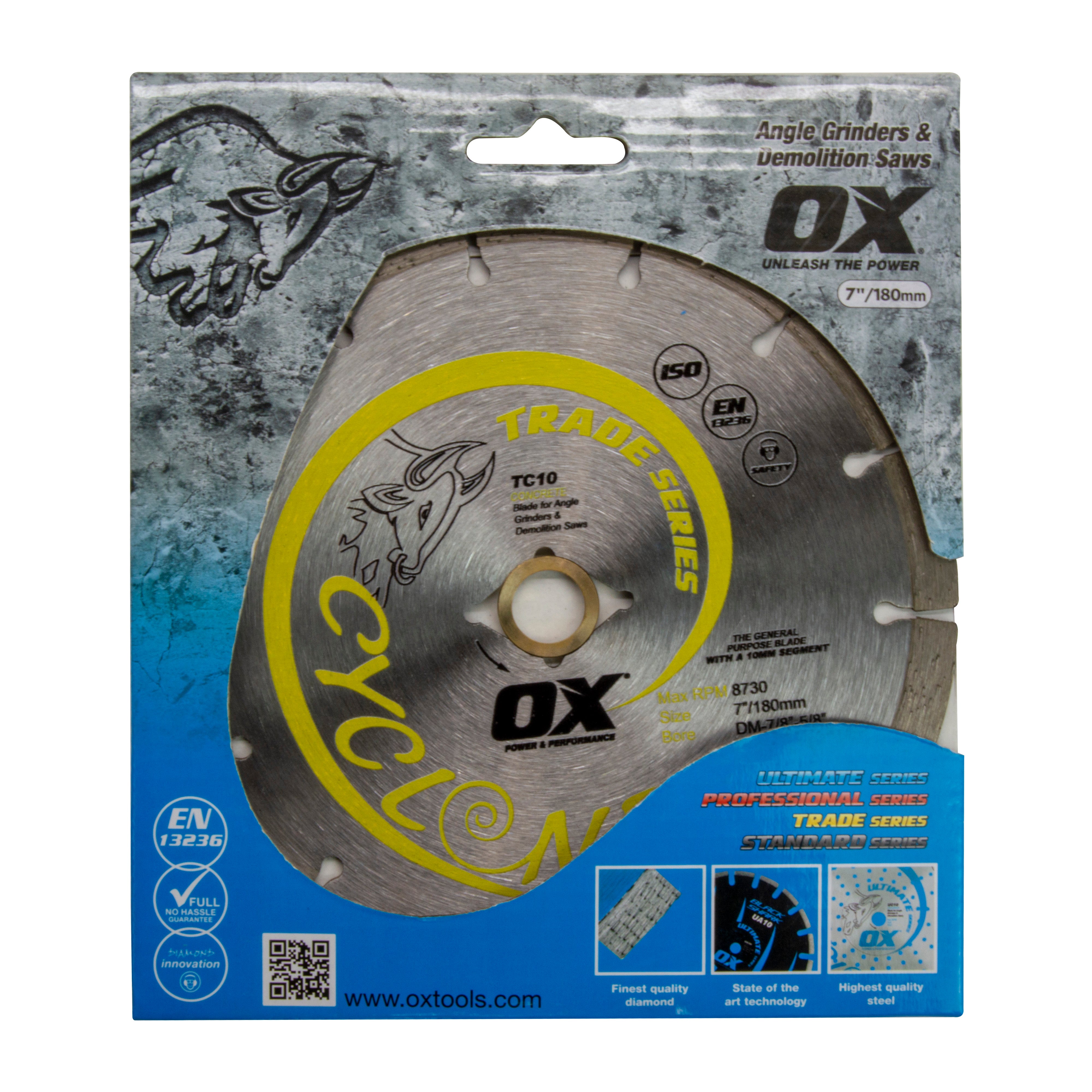 OX Tools - Premium Turbo Segmented Blade 180mm - Concrete/General Purpose | OX-TC10-7