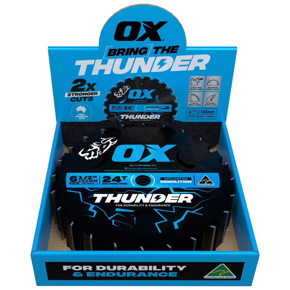 OX Tools - Pro Thunder 165mm Circular Saw Blade | 24T - Bulk | OX-TTCTW24-6.5-10