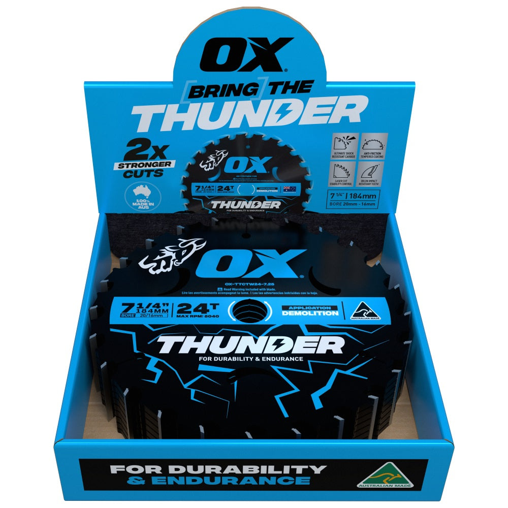 OX Tools - Pro Thunder 184mm Circular Saw Blade | 24T - Bulk | OX-TTCTW24-7.25-10