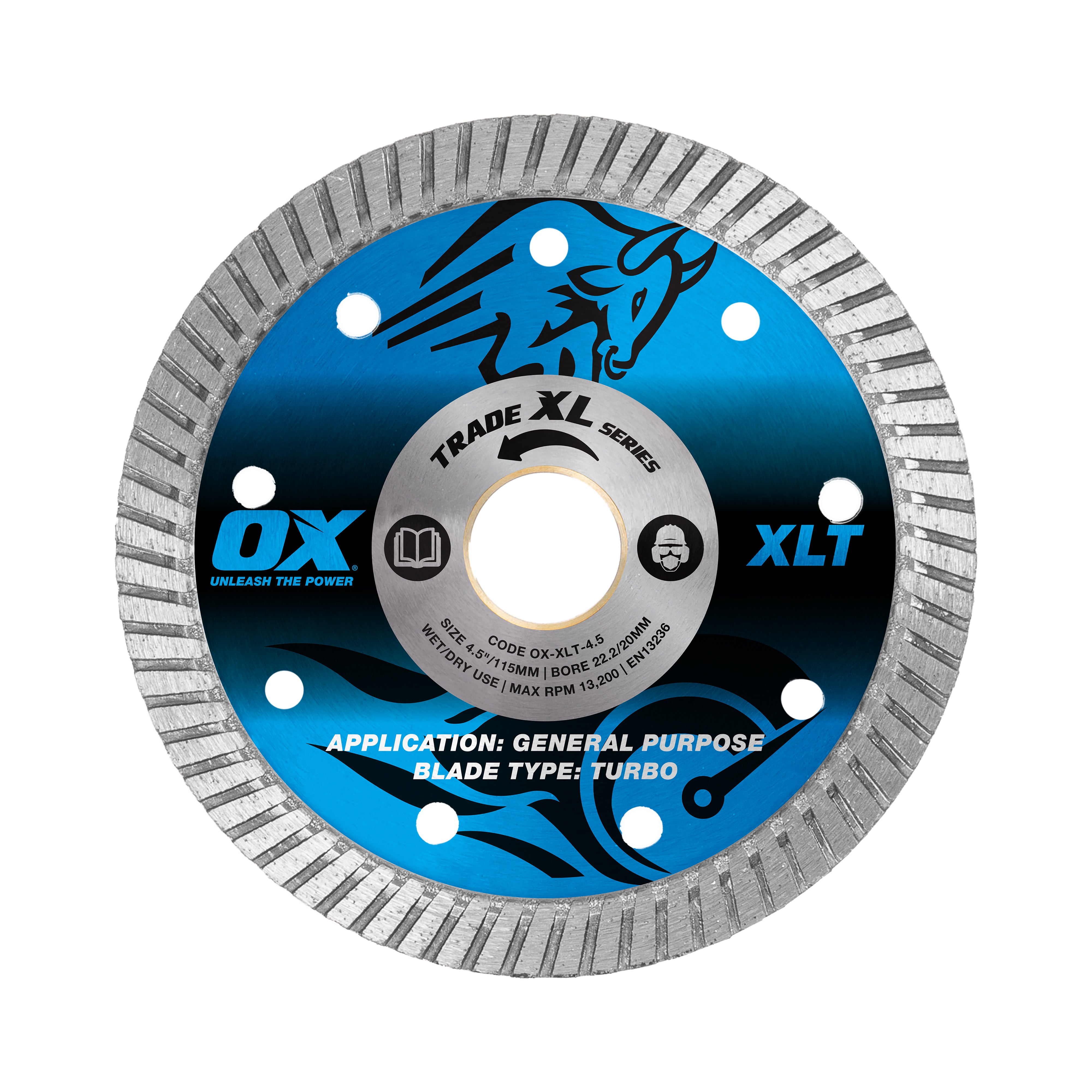 OX Tools - Trade XL Turbo Diamond Blade 115mm - General Purpose | OX-XLT-4.5