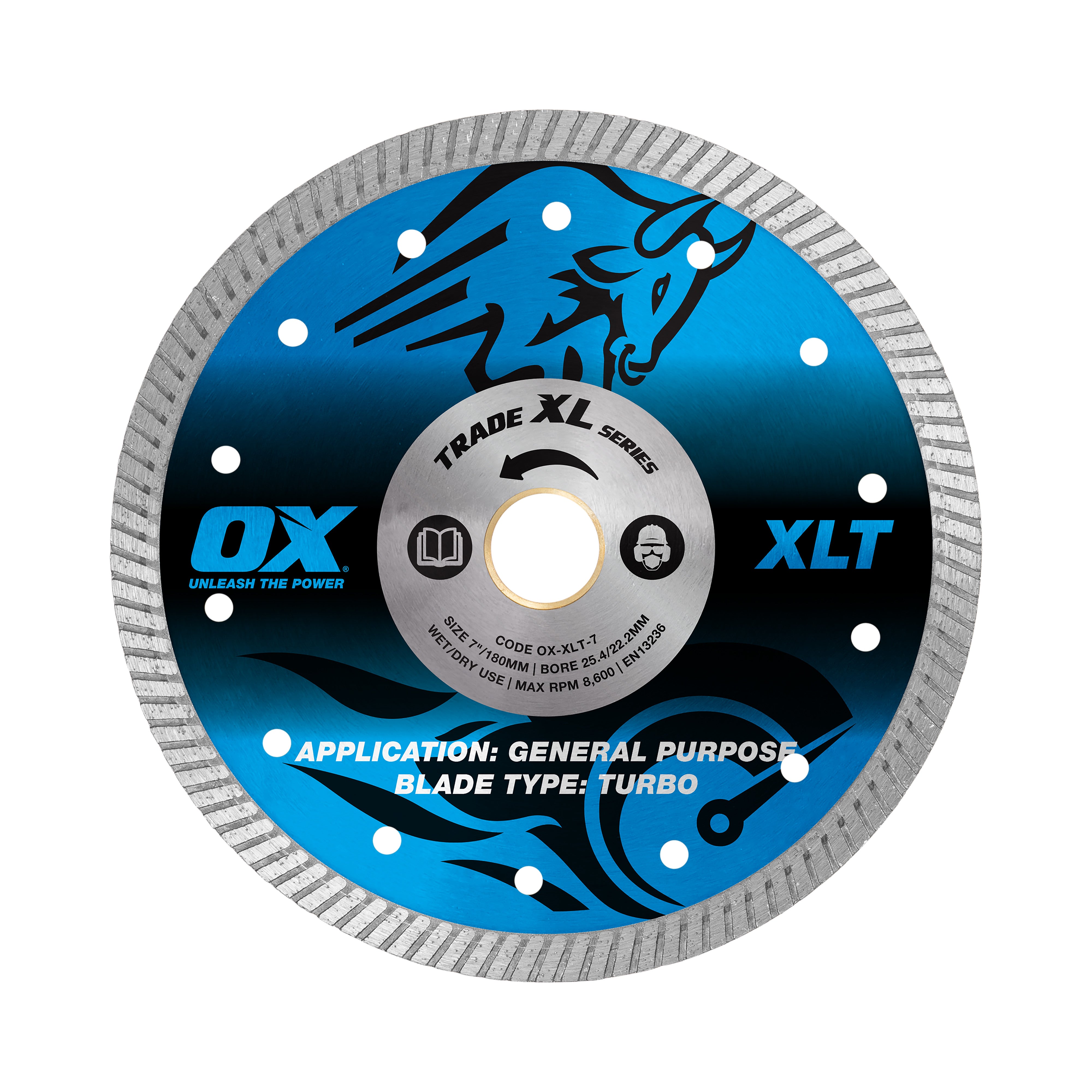 OX Tools - Trade XL Turbo Diamond Blade 180mm - General Purpose | OX-XLT-7