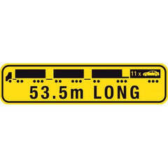 Uniform Safety Signs - 1020 x 250mm - Metal - Class 2 - Hinged - Road Train 53.5m Long | TC4075-MH