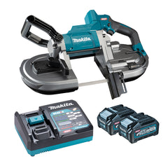 Makita Tools - 40V Max Brushless Band Saw - Includes 2 x 4.0Ah Batteries Single Port Rapid Charger | PB002GM201