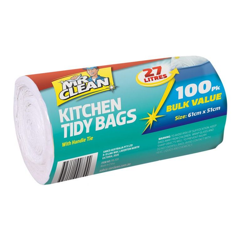 Sabco - Mr Clean Kitchen Tidy Bags 27L - 100pk | PB209