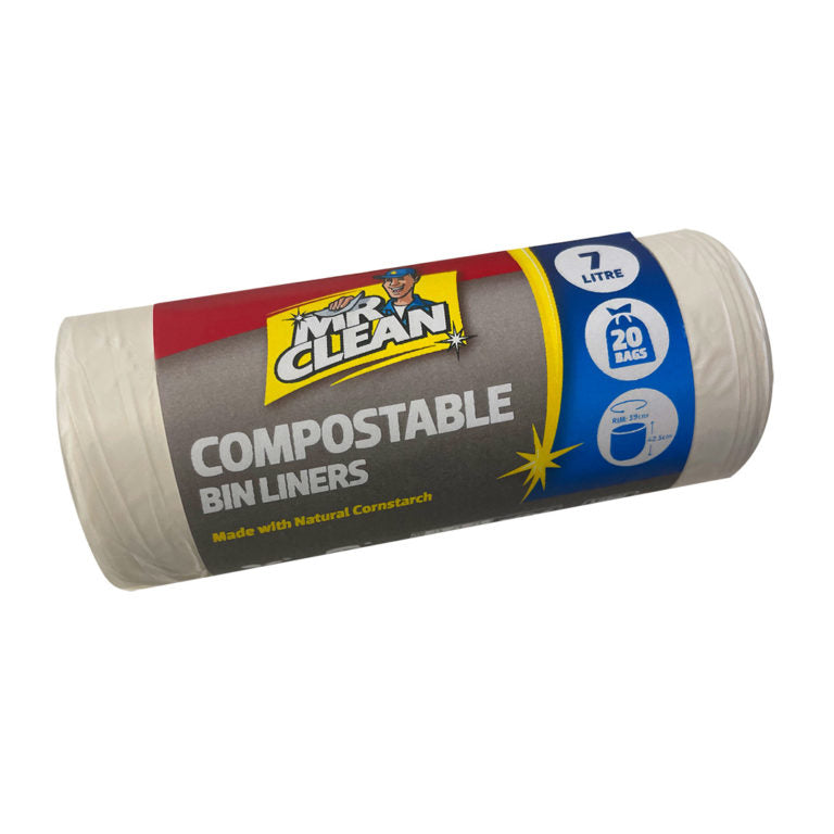 Sabco - Mr Clean Compostable Bin Liners 7L - 20pk | PB600