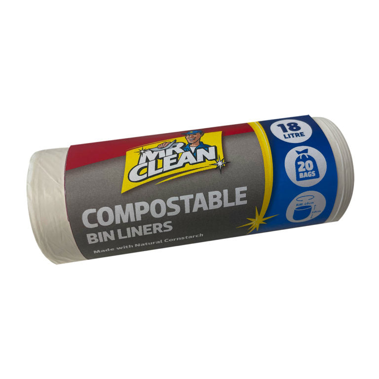 Sabco - Mr Clean Compostable Bin Liners 18L - 20pk | PB601