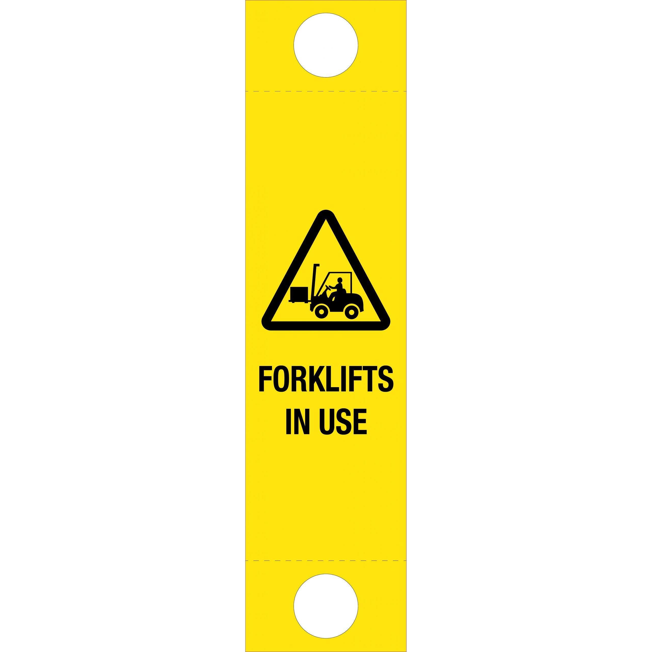Uniform Safety Signs - 1200x300mm - Corflute - Bollard Sign - Forklifts in Use (Sign Only) | PBC03