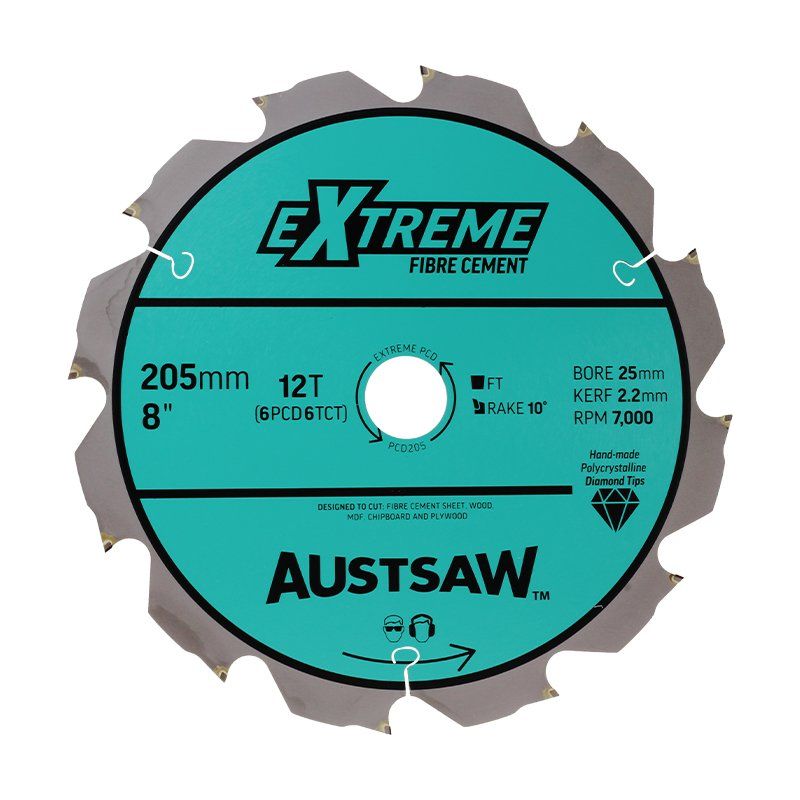 Austsaw - 205Mm ( 8In) Polycrystalline Diamond Blade - 25Mm Bore - 6Pcd 6Tct Teeth