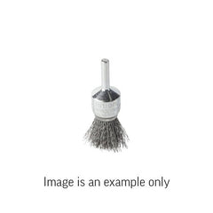 Union End Brush Bevelled Crimped 0.3mm Wire x 20mm Dia x 6mm Shank - Carded