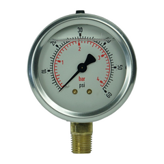 Hardie Hose - Pressure Gauge 63mm Face - Liquid Filled - 1/4 BSP - Bottom Entry - 35 PSI | PG-LF0630035