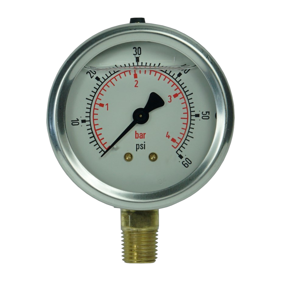 Hardie Hose - Pressure Gauge 63mm Face - Liquid Filled - 1/4 BSP - Bottom Entry - 230 PSI | PG-LF0630230