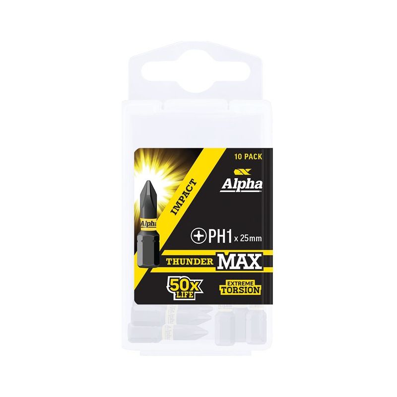 Alpha-Thundermax Ph1 X 25Mm Impact Insert Bit Handipack (X10)